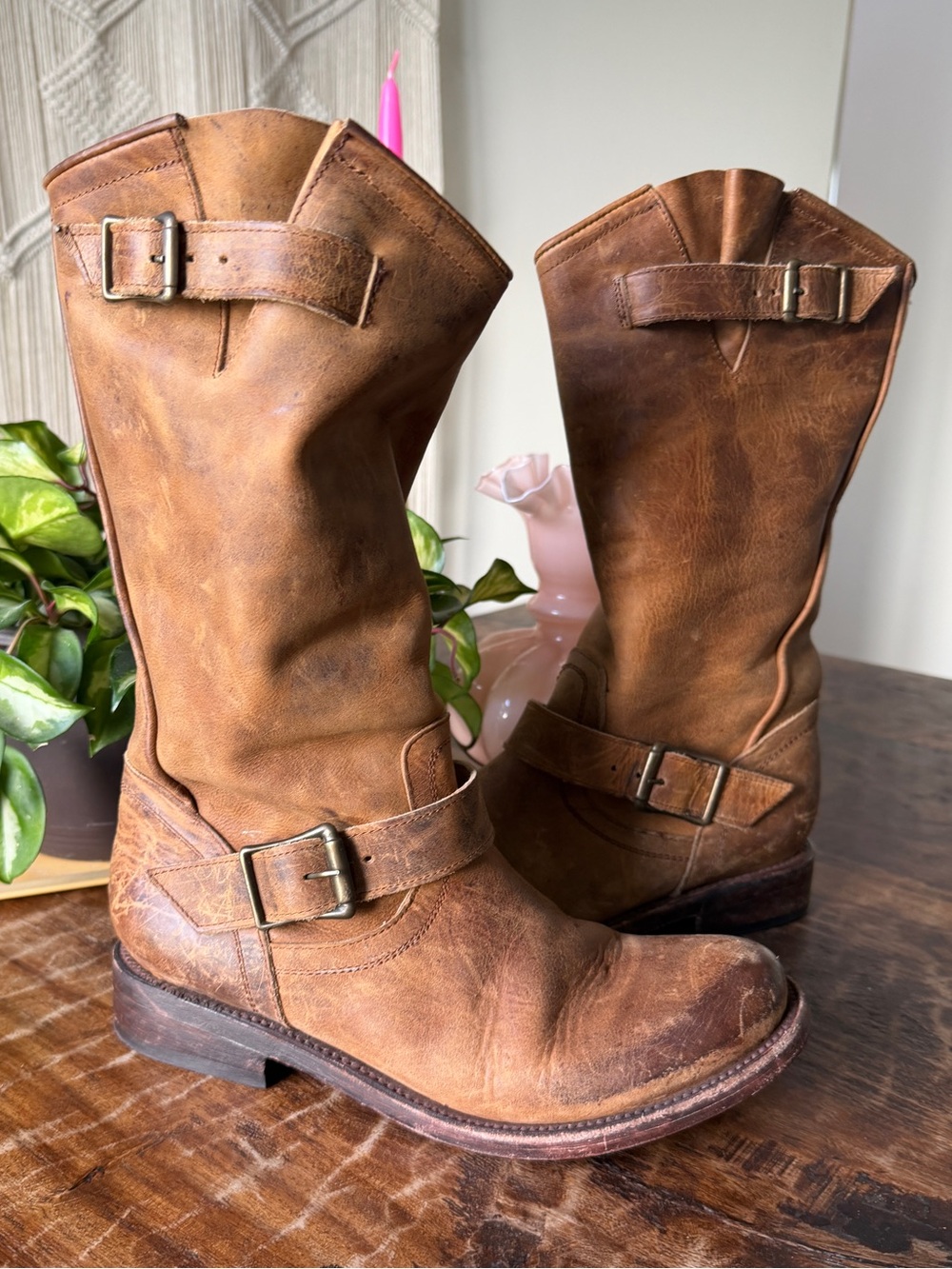 Freebird by Steven Crosby Rustic Distressed Brown Leather Boots 9